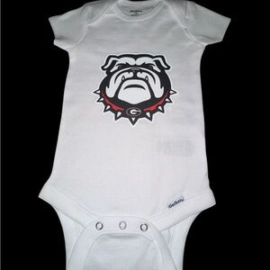 UGA Georgia Bulldogs Gerber White Baby Onesie with Georgia Bulldog Design